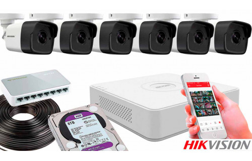 Комплект видеонаблюдения на 6 камер для улицы 2mp IP